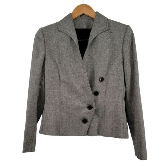 Vintage Sakowitz Grey Tweed Wool Skirt Suit 8 - Picture 2 of 8